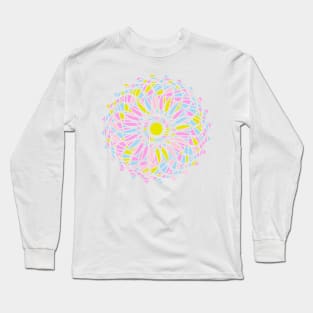 Round ornament with random geometric shapes in bright neon colors Long Sleeve T-Shirt